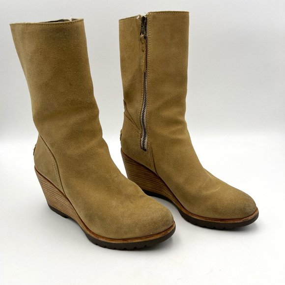 Sorel After Hours Suede Mid Wedge Boot Size 8 - Picture 1 of 13